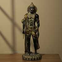 Brass Hanuman Antique Black and Gold  Finish 24"