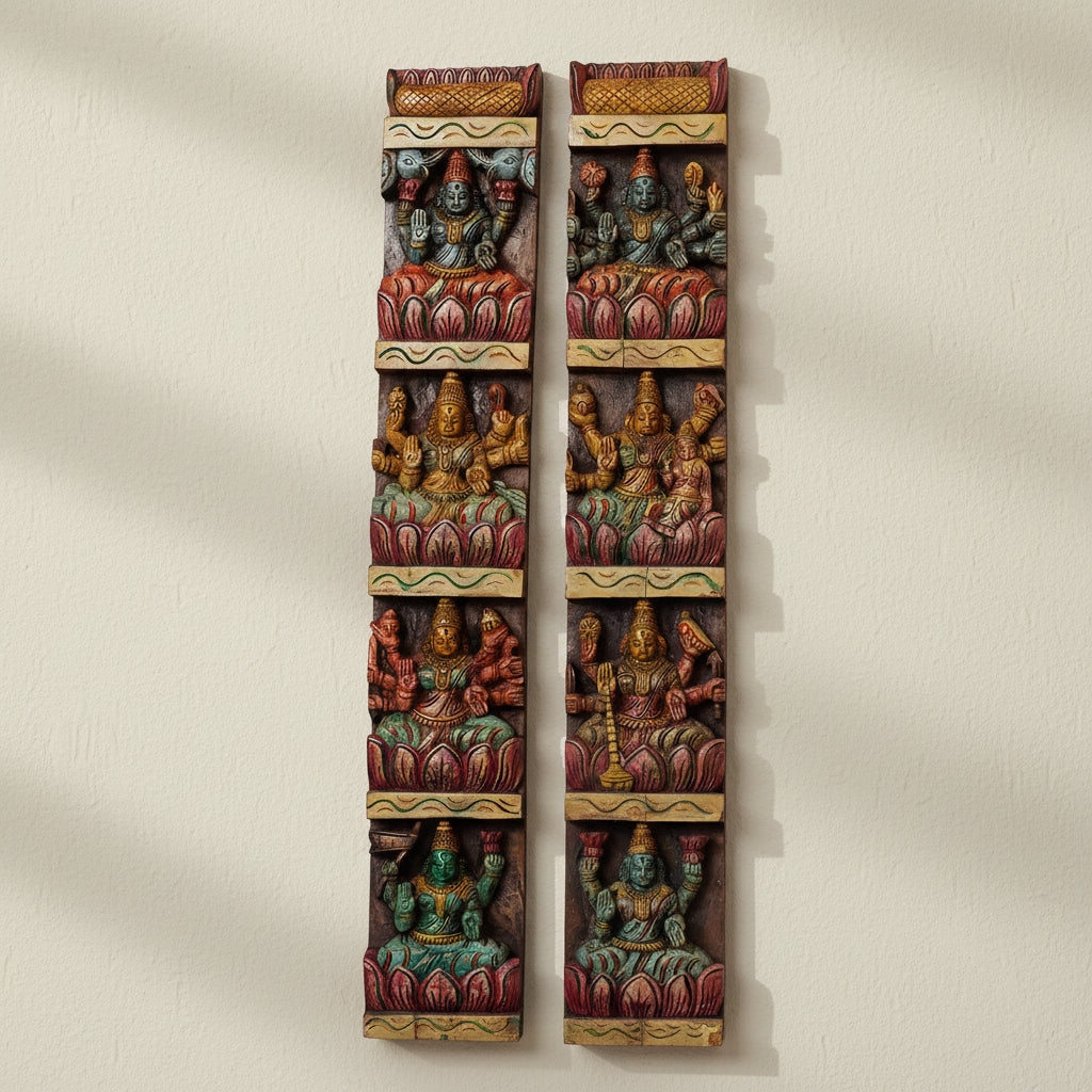 Wooden Wall Panel Ashtalakshmi