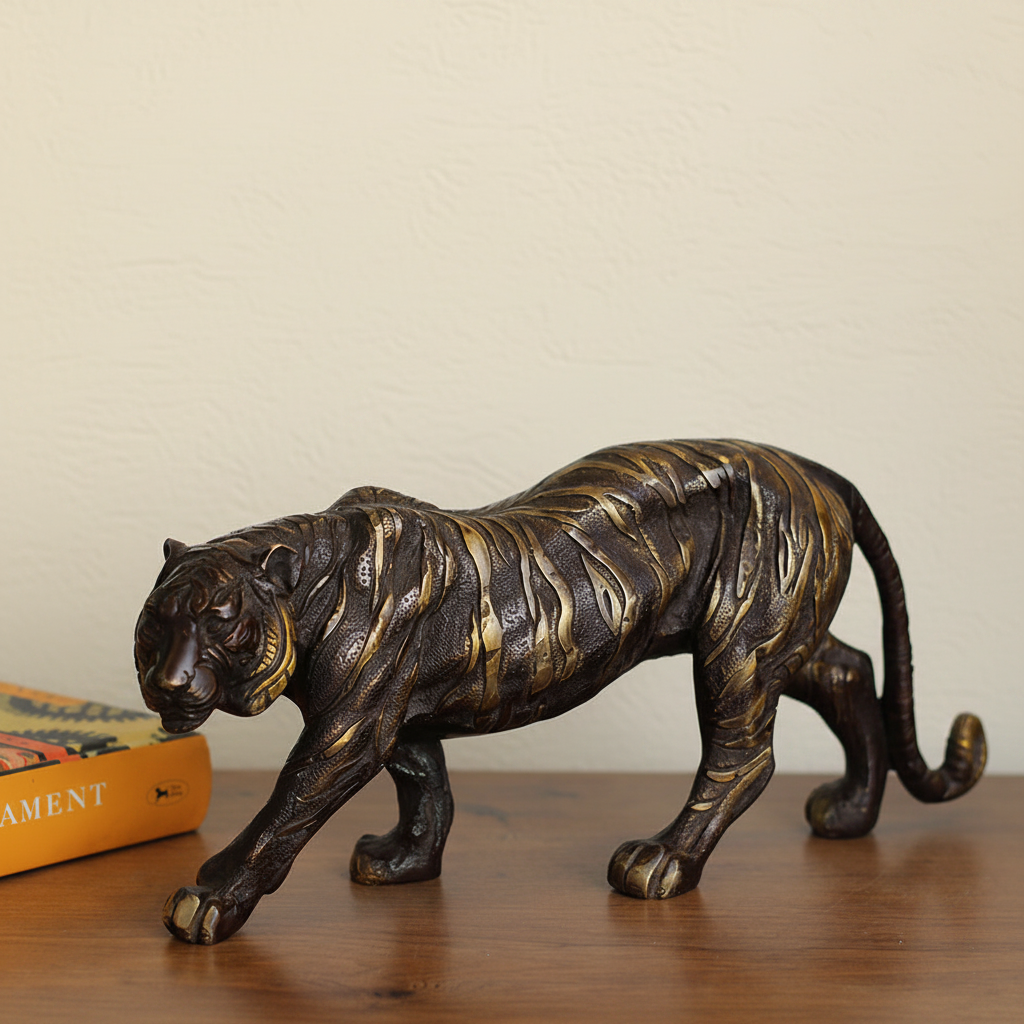 Brass Tiger Sculpture – Antique Finish
