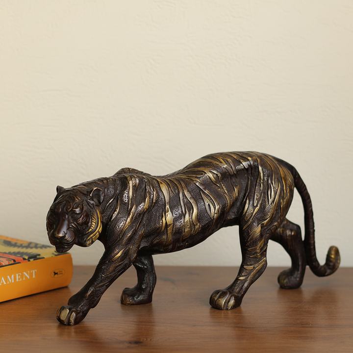Brass Tiger Sculpture – Antique Finish