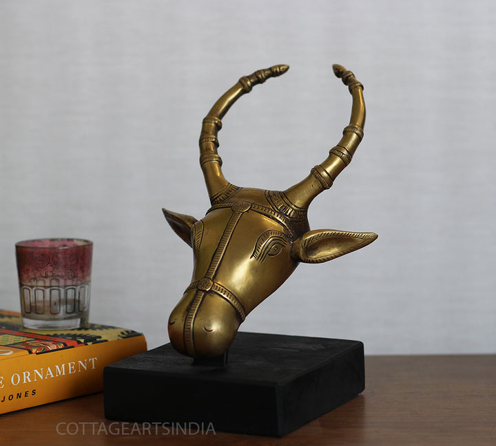 Brass Bull Head Table Decor Small