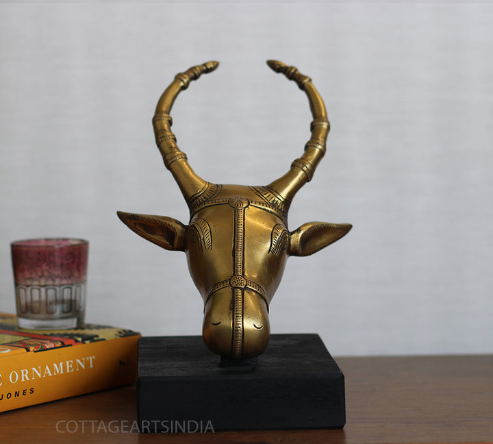 Brass Bull Head Table Decor Small