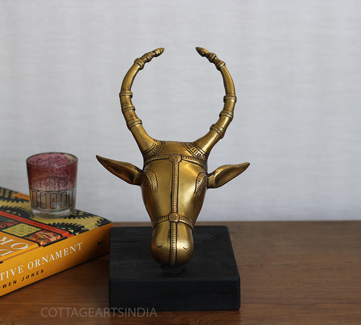 Brass Bull Head Table Decor Small