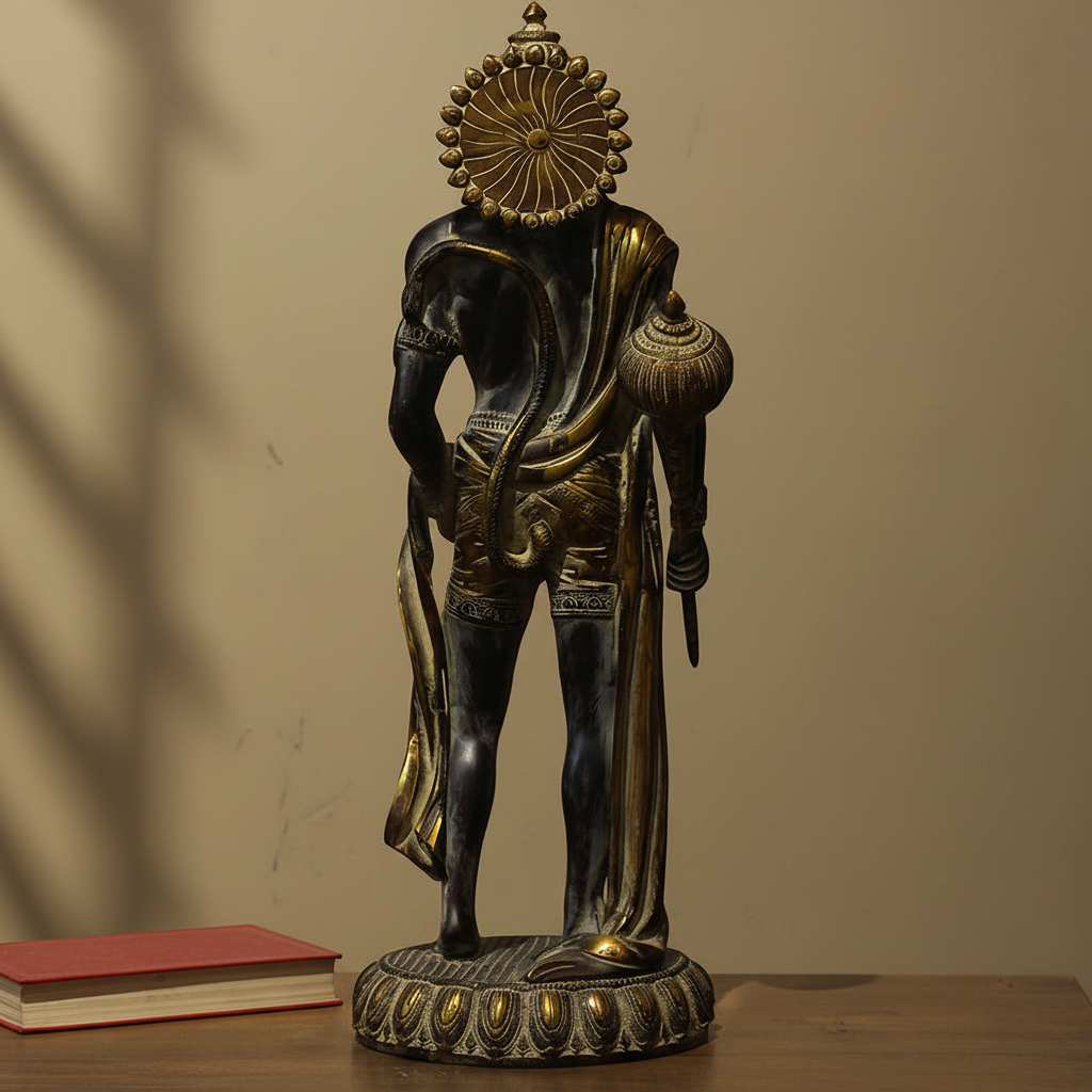 Brass Hanuman Antique Black and Gold  Finish 24"