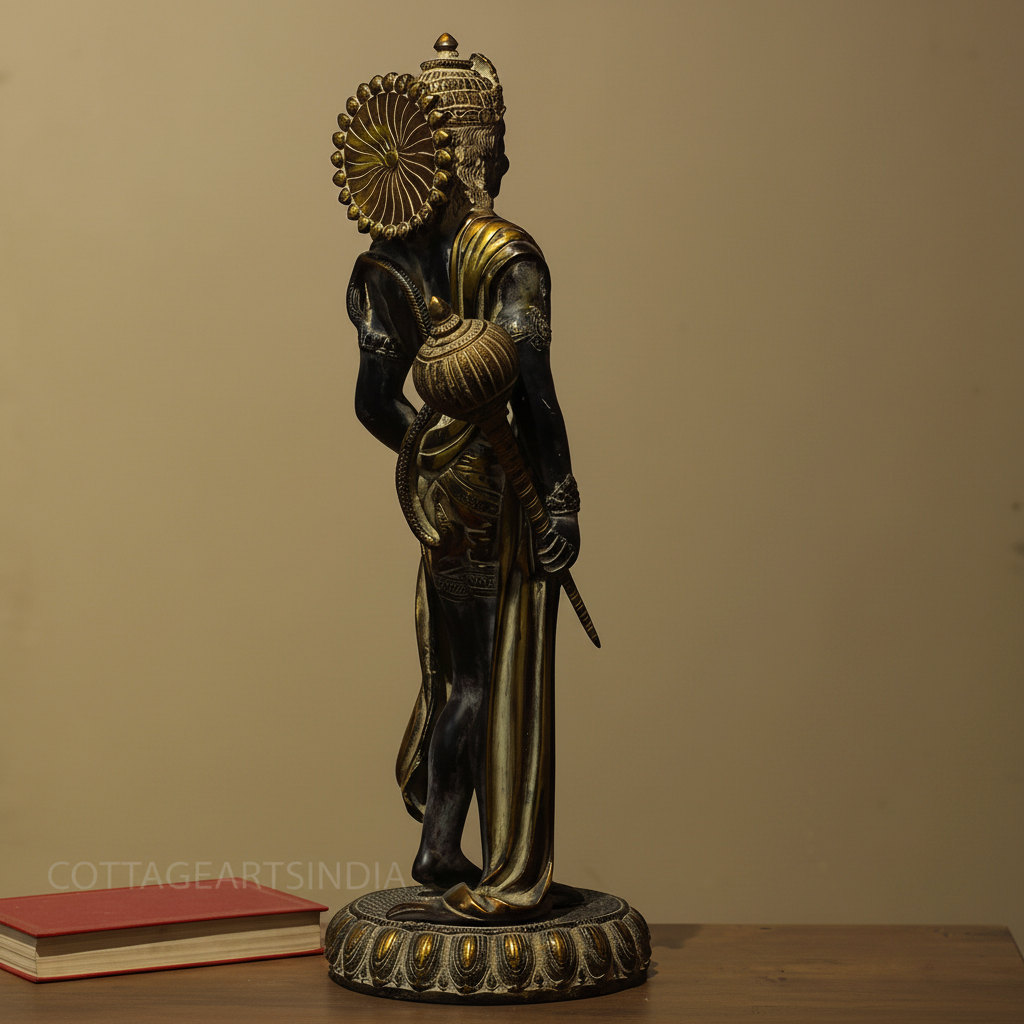 Brass Hanuman Antique Black and Gold  Finish 24"
