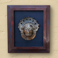 Wooden Frame With Bronze Panjurli Bhuta Mask
