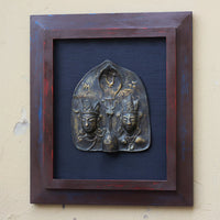 Wooden Frame With Vinatge Brass Tribal Style Shiva Parvati