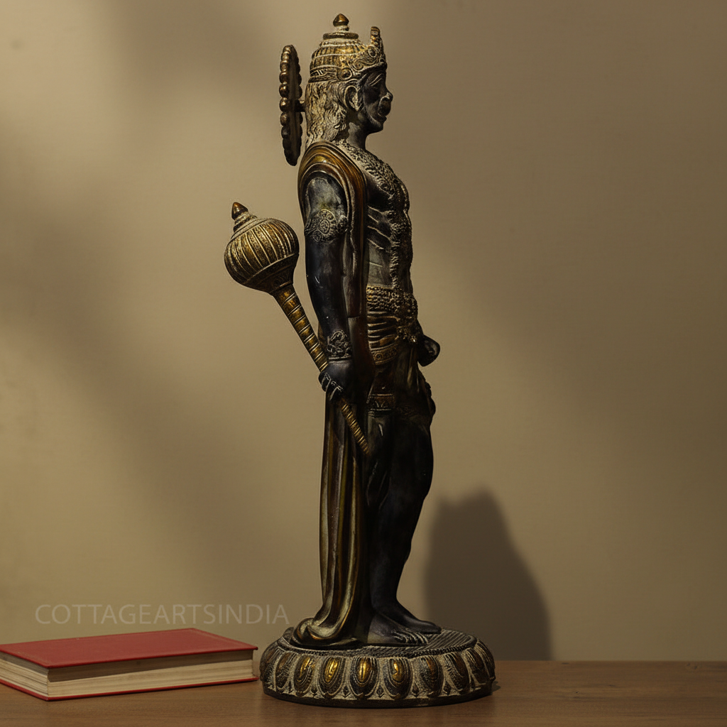 Brass Hanuman Antique Black and Gold  Finish 24"
