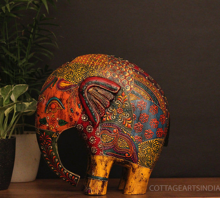 Wooden Elephant Oblique Design 10.5"