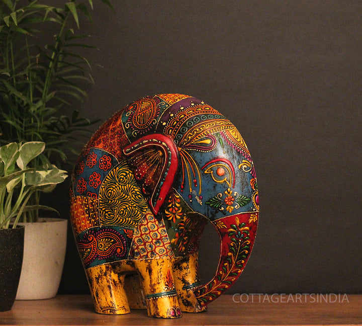 Wooden Elephant Oblique Design 10.5"