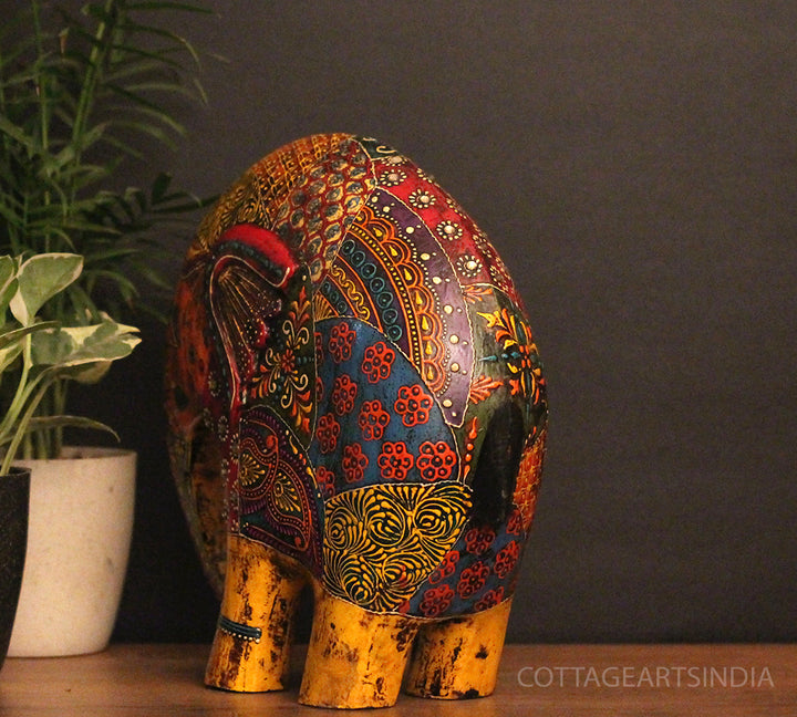 Wooden Elephant Oblique Design 10.5"