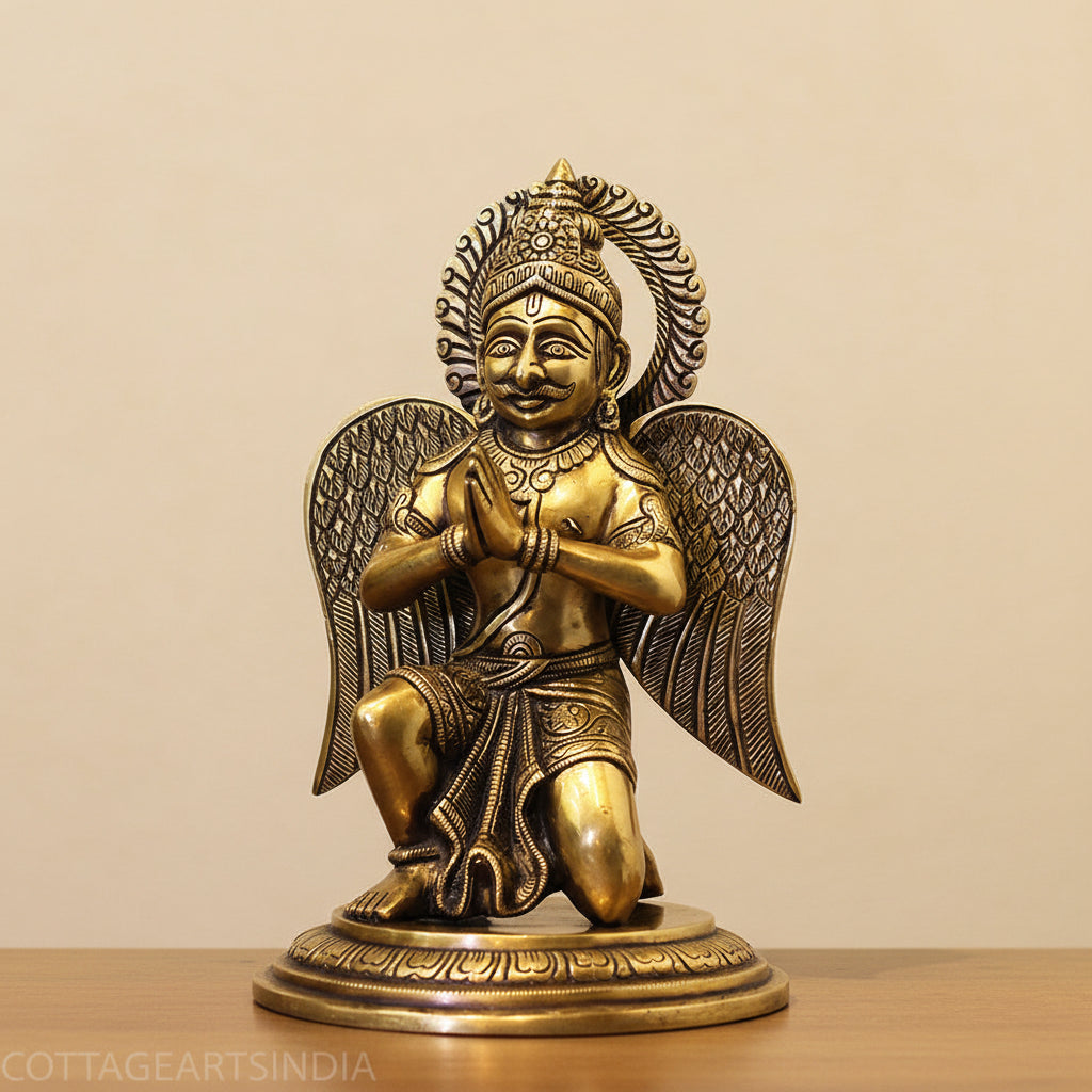 Sitting Brass Garuda with Folded Hands