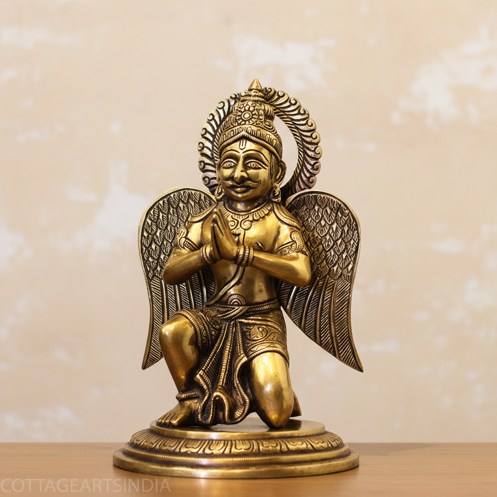 Sitting Brass Garuda with Folded Hands