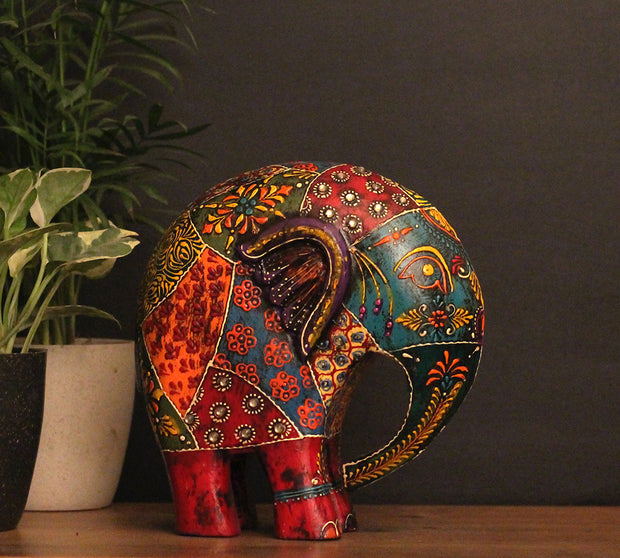 Wooden Elephant Oblique Design 8"