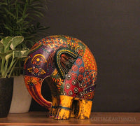 Wooden Elephant Oblique Design 8"