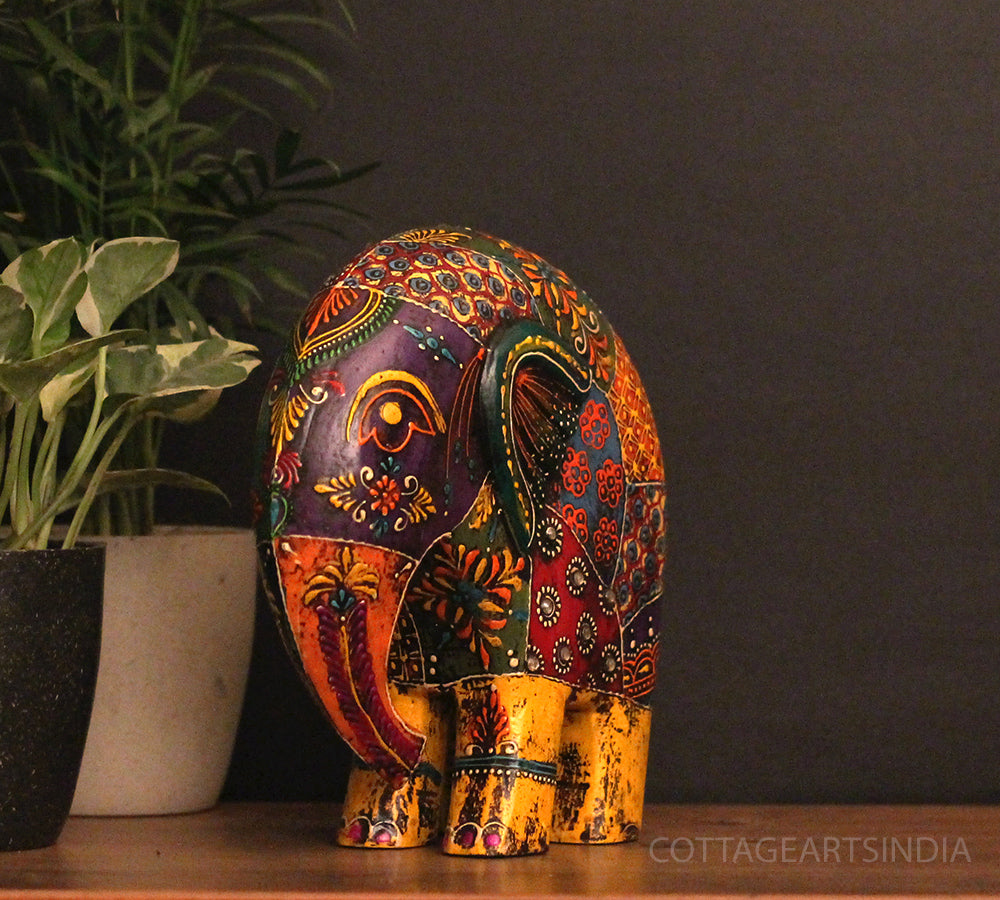 Wooden Elephant Oblique Design 8"