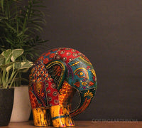 Wooden Elephant Oblique Design 8"