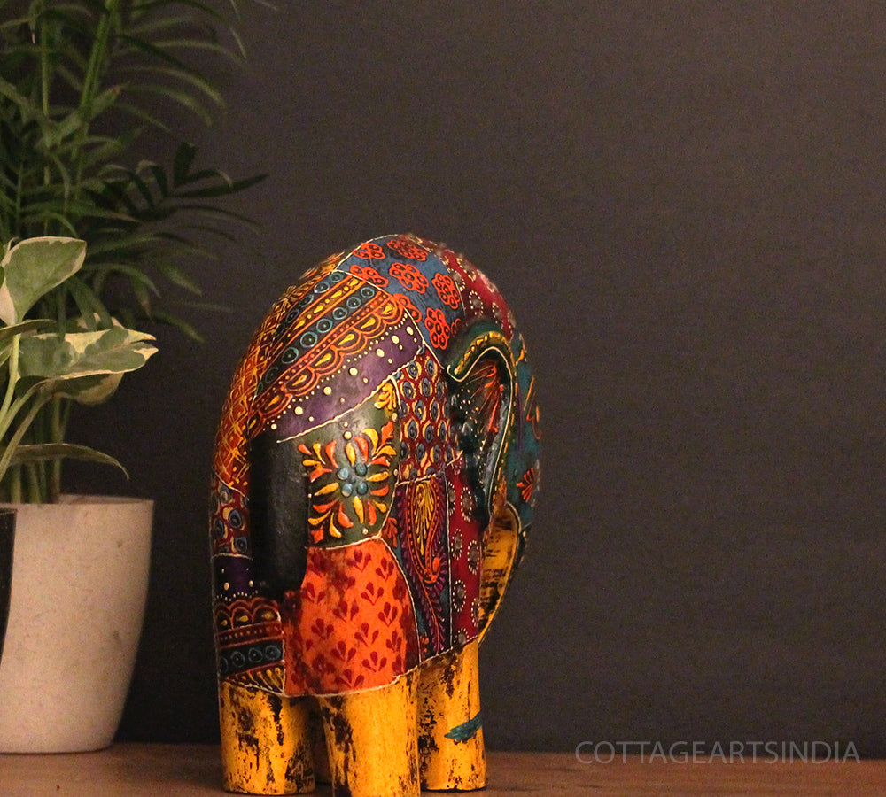 Wooden Elephant Oblique Design 8"