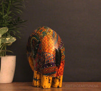 Wooden Elephant Oblique Design 8"