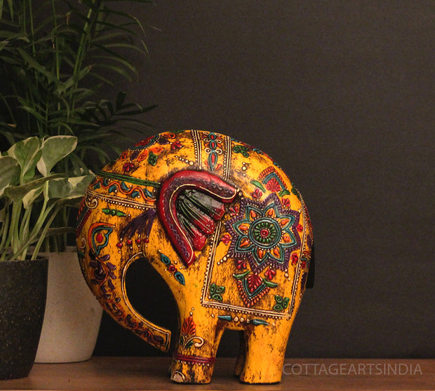 Wooden Elephant Oblique Design 8"