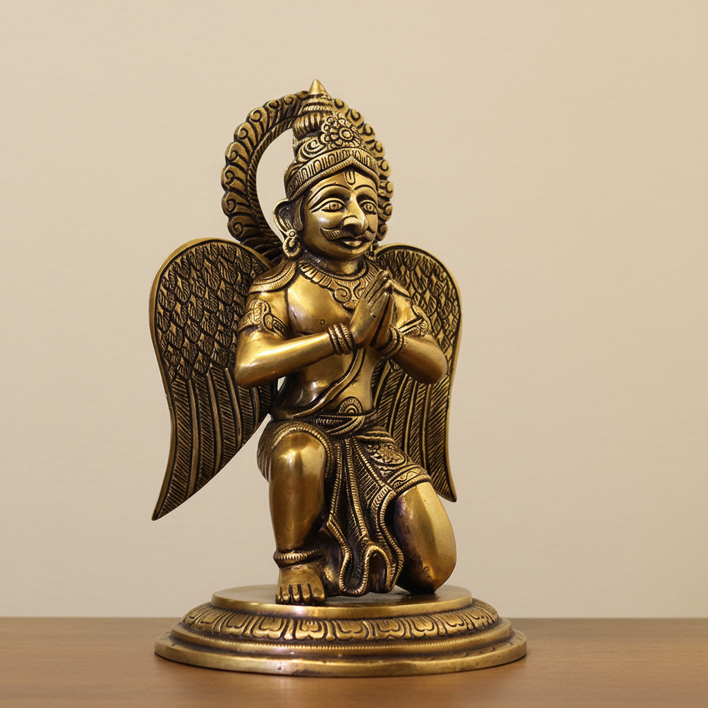 Sitting Brass Garuda with Folded Hands