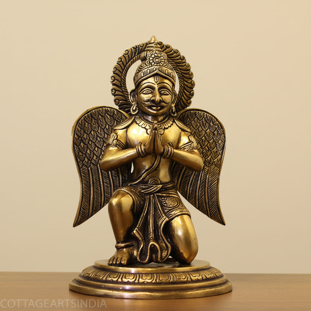 Sitting Brass Garuda with Folded Hands
