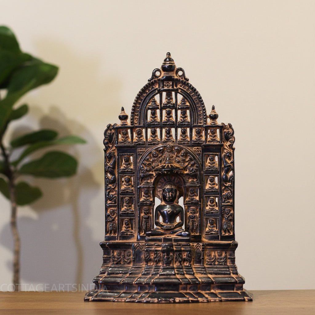 Opulent Brass Jain Tirthankara Temple – Black Antique Finish