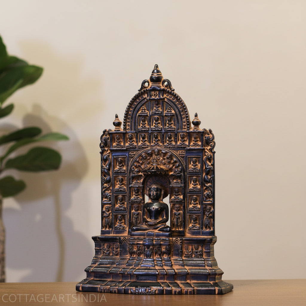 Opulent Brass Jain Tirthankara Temple – Black Antique Finish