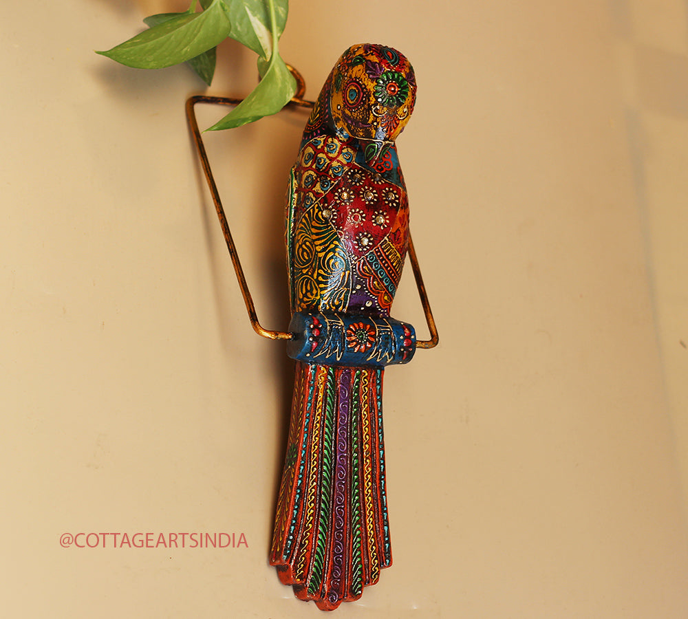 Wooden Hand Painted Parrot