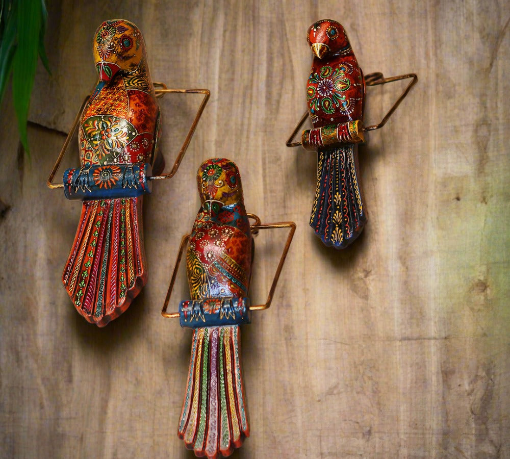 Wooden Hand Painted Parrot