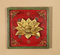 Brass Ashta Lakshmi Wooden Frame (Set of 8 Lakshmi and One Lotus)