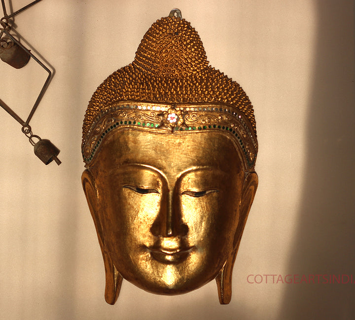 Wooden Buddha Face Mask 17"