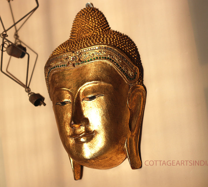 Wooden Buddha Face Mask 17"