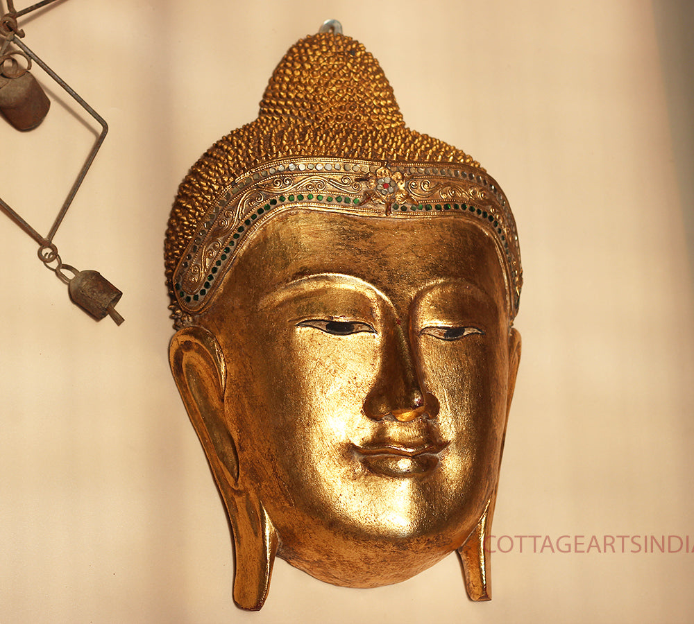 Wooden Buddha Face Mask 17"