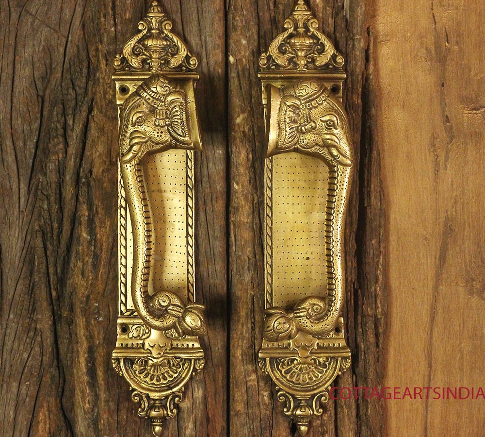 Brass Elephant Door Handle -Pair
