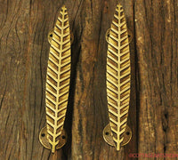 Brass Leaf Door Handle Pair