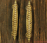 Brass Leaf Door Handle Pair