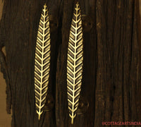 Brass Leaf Door Handle Pair