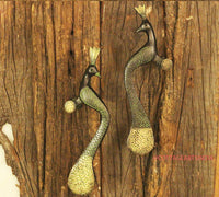 Brass Peacock Door Handles -Pair