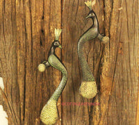 Brass Peacock Door Handles -Pair