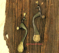 Brass Peacock Door Handles -Pair