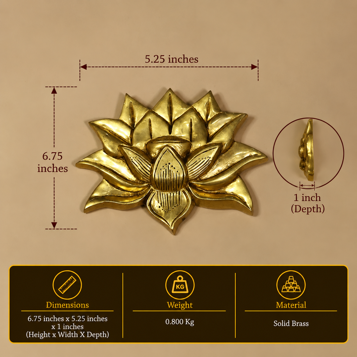 Brass Lotus for Wall Hanging