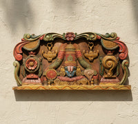 Wooden Hand Carved Wall Panel Balaji -Shankh Chakra