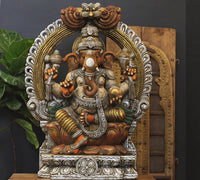 Wooden Ganesh Painted 36" Stone Finish