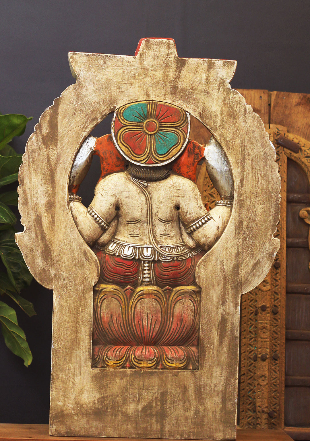 Wooden Ganesh Painted Stone Finish 36"