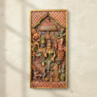 Handcrafted Wooden Ram Darbar Wall Panel | Traditional Hindu Wall Art