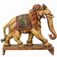 Handcrafted Wooden Elephant Sculpture – Vintage Antique Finish