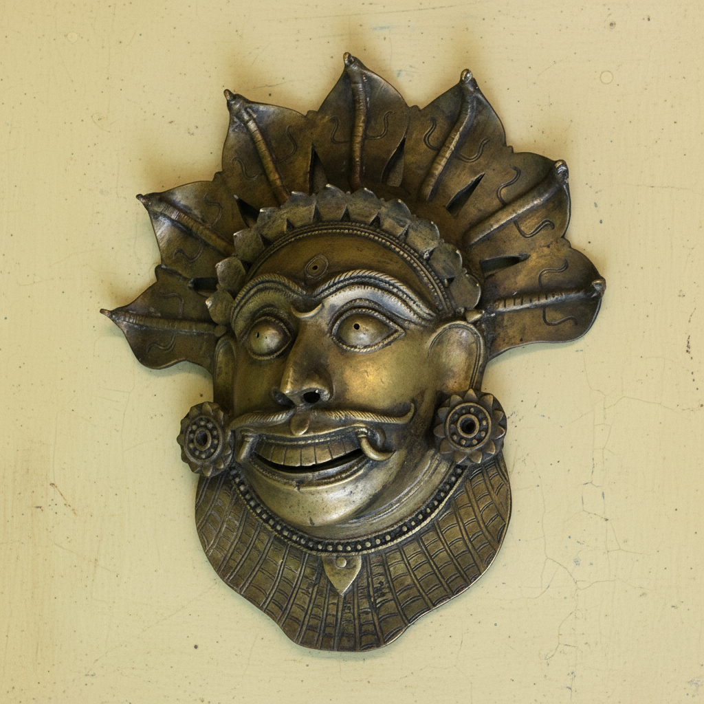 Brass Panjurli Bhuta Mask