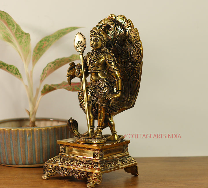 Brass Idol of Lord Murugan Statue 12"