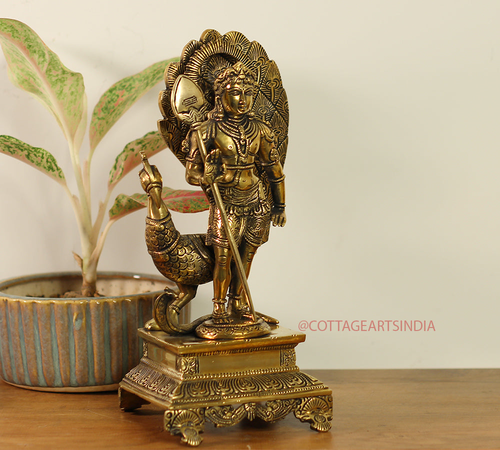 Brass Idol of Lord Murugan Statue 12"
